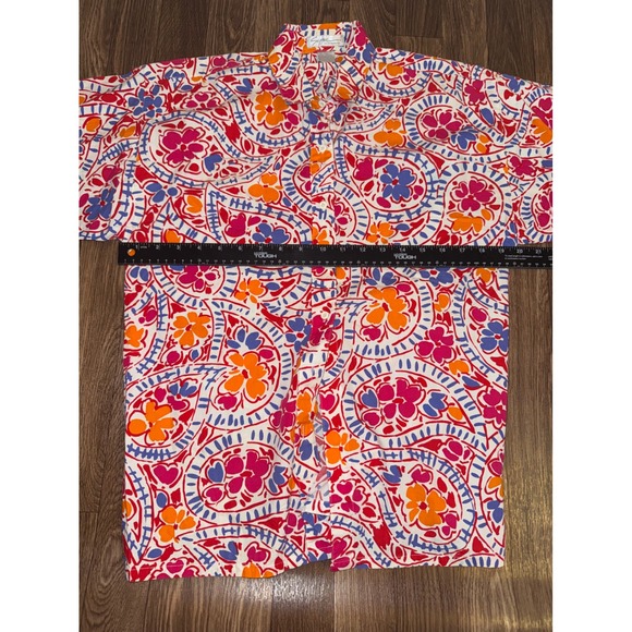 Sync by Unionbay Aloha Hawaiian Button Up Shirt Size S Paisley Floral Print - Picture 6 of 7
